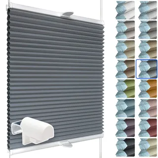 SchattenFreude Waben-Plissee für Fenster | 100% verdunkelnd/Blackout | Mit Klemm-Haltern | Klemmfix ohne Bohren | Anthrazit (Weiße Rückseite), Breite: 115cm x Höhe: 130cm