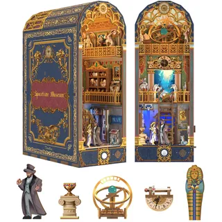 tonecheer Book Nook Kit 3D Holzpuzzle Booknooks DIY Modellbausätze Erwachsene zum Baue Miniatur Haus Bücherregal Nook Book mit Licht lustiges Geschenke Geburtstagsgeschenk(Raumzeitmuseum)