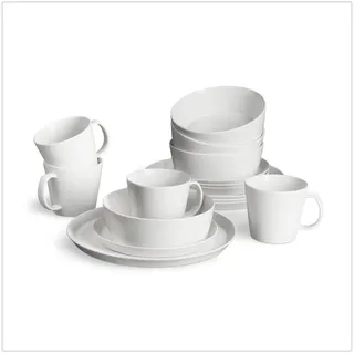 Springlane Geschirr-Set Sweet Scandi, Keramik, in verschiedenen Ausführungen und Sets, 4 Personen, Keramik, Geschirrset 16-tlg., spülmaschinen-, backofen- & mikrowellengeeignet weiß