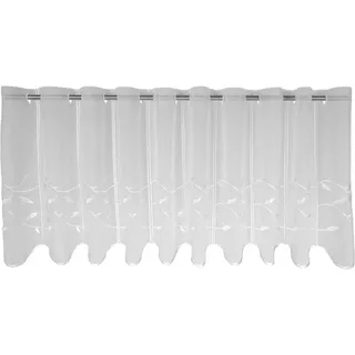 Kurzgardine Panneaux MIT Lochleister, Weiß, Textil, Ranken, 150x30 cm, Oeko-Tex® Standard 100, ohne Technik, Wohntextilien, Gardinen & Vorhänge, Fertiggardinen, Scheibengardinen