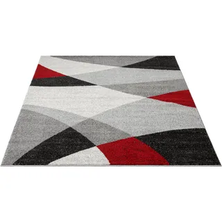 MERINOS Thales 6100 Kurzflorteppich 140 x 200 cm Grau/Rot