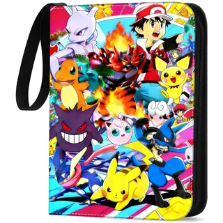 Sammelkarten Album, PU Leder Wasserdicht Karten Sammelalbum, 4-Taschen 50 Seiten 400 Karten Kapazität, Sammelheft album binder, Geschenke für Sammler und Kinder.