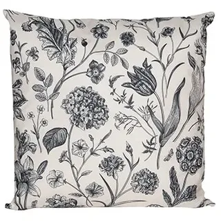 Kissen Outdoor 45x45cm Vintage Blumen schw./weiß
