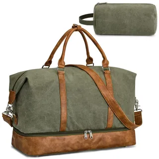 S-ZONE Reisetasche Weekender Reisetasche Tragetasche Freizeittasche Gymbag, Hängekoffer Reisetaschen mit Schuhfach für Damen und Herren grün