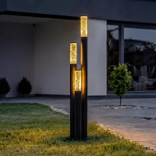 LINDBY Außenleuchte Aluminium 132,5 cm 3-flammig Schwarz