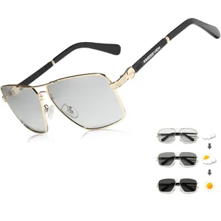KINGSEVEN Sonnenbrillen Polarisierte Beschichtung Linse 2023 Auto Reset Framework Fahrbrillen für Männer/Frauen Oculos (Gold Photochrom) - 60