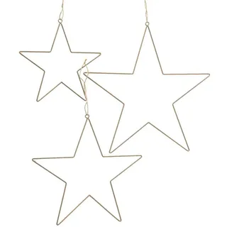 Spetebo Deko Stern im 3er Set in Gold - 30/40/50 cm - Metall Dekohänger Fenster Dekoration Sterne