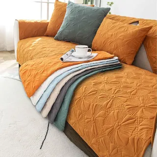 YSZBD Sofa Überzug L/u Form Sofabezug 3/2/4/1 Sitzer Sofaschoner rutschfest Ecksofa Bezug Sofahusse Hund Katze Überwurf Hundedecke Waschbar Jahreszeiten Universal,Orange-70x150cm