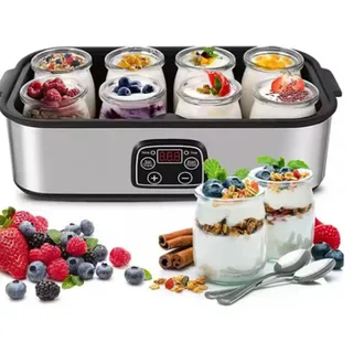 Joghurt-Maschine 0-48 Stunden Timing 8 Tassen Automatische Temperaturkontrolle Elektrischer Joghurt-Maker für Zuhause EU Stecker 220V