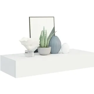 vidaXL Wandregal mit Schublade Weiß 60x23,5x10 cm MDF