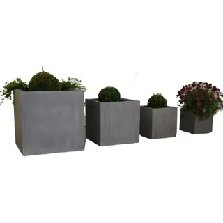 Jet-Line - 4er-set Blumenkübel Flora Betonoptik