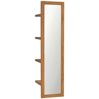 vidaXL Wandspiegel mit Regalen 30×30×120 cm Teak Massivholz