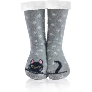WOTENCE Hausschuhe Socken Damen Wollsocken Wintersocken Soft Warm Niedlichen Tier Winter Anti-Rutsch Socken Damen Thermosocken - Einheitsgröße