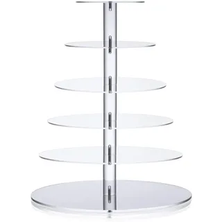 Ulifeme Cupcake Ständer, Tortenständer 6 Etagen Acryl für Hochzeit, Party, Geburtstag, Baby Duschen & Kuchen Dessert, Torten Etagere 6-stöckig 4mm Dicke Acryl, 16''/14''/12''/10''/8''/6'' Durchmesser