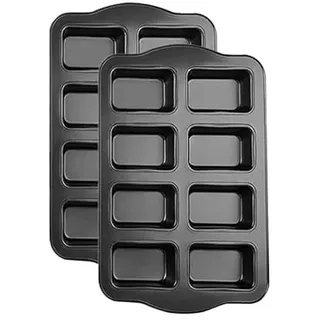 Gurlideo 8 Mini-Kastenformen, Kastenform, Backform zum Backen, Grau (2 Set) | 8 Mini-Kastenformen, Kastenform, Antihaftbeschichtet, Karbonstahl, Backform zum Backen