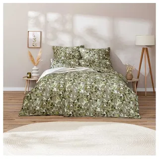 Estella Bettwäsche Estella Mako-Satin Bettwäsche 155x220 Ivy khaki Efeu Blätter grün, Mako-Satin, 2 teilig grün