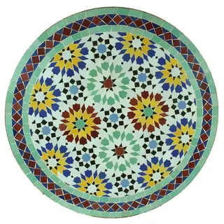 Casa Moro Gartentisch Mosaik Bistrotisch Rund 70 cm Türkis Bunt Mosaiktisch (Esstisch Balkontisch Beistelltisch Terrassentisch), Kunsthandwerk aus Marokko bunt