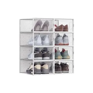 Songmics Schuhbox 22,5 cm 8-tlg. transparent-weiß