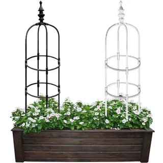 TAVLT 60cm 90cm 120cm 150cm, 180cm Garten Rankhilfe Obelisk Für Kletterpflanzen, Rostfreies Metall Rankturm Für Rosenbusch, Schwarz/Weiß (Color : Schwarz, Size : 23x90cm/9.1x35in)
