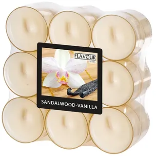 Papstar Duftteelichter, Sandalwood-Vanilla, Ø 38 mm · 24 mm, "Flavour", 6 x 18 Stück