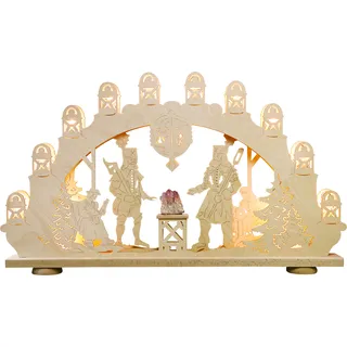LED Schwibbogen WEIGLA "Bergmann mit Amethyst, Weihnachtsdeko" Schwibbögen Gr. B/H/T: 66 cm x 41 cm x 6 cm, beige (natur) Schwibbögen Weihnachtspyramiden 15-flammig