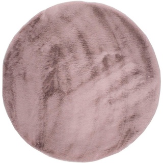 Fellteppich Roger, Dekowe, rund, Höhe: 20 mm, Kunstfell, Kaninchenfell-Haptik, ein echter Kuschelteppich rosa Ø 80 cm x 20 mm