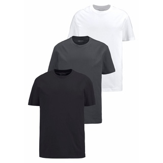 T-Shirt, (Packung, 3 tlg 3er-Pack), Basic Farben, Gr. 40/42 (XS), schwarz, anthrazit, weiß, Shirts, 81504913-40