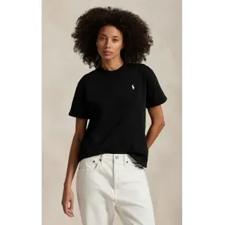 Polo Ralph Lauren für Damen. 211967104002 Schwarzes T-Shirt aus Baumwoll-Jersey (M), Lässig, Baumwolle, Kurzarm