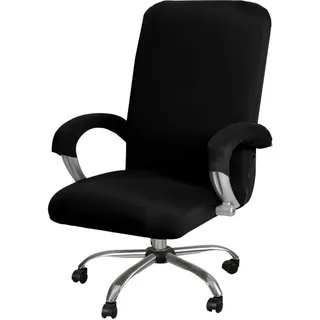 Bürostuhlbezug, Dehnbarer, Waschbarer Drehstuhlbezug, Stuhlbezug Für Drehbare Bürostühle, Drehstuhl Mit Armlehnen (schwarz, L)