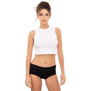 Evoni Damen T-Shirt aus Baumwolle | ärmelloses Top | atmungsakteves Oberteil | Tee Bauchfrei | Crop Top | kurzes Cropped Shirt weiß XL - XL