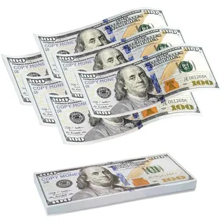 AMJKEJI Prop Money, 100 Stück Fake Geld 100 Dollar Scheine, Spielgeld Scheine für Film, Werbung, Kaufladen, Kneipen, Weihnachten, Party