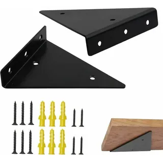 XVX - Schwarz mit Wandregal, unsichtbare Befestigung, 17 cm, 2 Stück, dreieckige Halterung, Regal, unsichtbare Halterung, Regal, unsichtbare