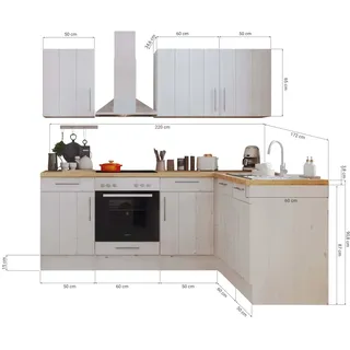 Respekta Winkelküche L-Form Anton 220 cm Weiß