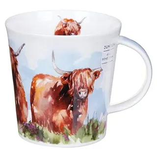 Dunoon Kaffeebecher aus feinem Porzellan, Motiv: Highland Cows Cairngorm