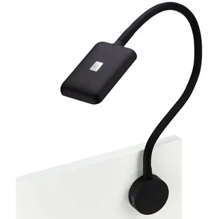 SO-Tech Junker Lighting LED Bettleuchte Leseleuchte FIORE Schwarz mit Flexiblem Leuchtenarm, 2x USB Anschlüssen und Touchsensor