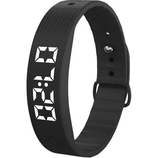 AOUZOVLI Schwarzes Vibrationswecker Armband, Wecker Armband Vibration, Vibrationsarmband, Schlafüberwachung, Schrittzählung, Flüssigkeitsaufnahme und Medikamentenerinnerungen, für Alle Altersgruppen