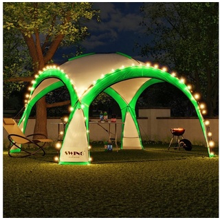 Swing&Harmonie Faltpavillon LED Event Pavillon XXL DomeShelter 450cm, inkl. Solarmodul Designer Gartenzelt mit Beleuchtung Camping Partyzelt grün