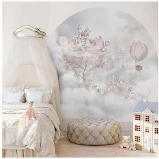 K&L Wall Art Fototapete Mädchenzimmer Vliestapete Einhorn Fototapeten aus Vlies, wahlweise als Klebetapete zum Ankleben oder Vliestapete zum Tapezieren blau 0.80 m x 0.80 m