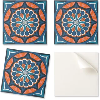 Set Vinyl-wandfliesen Mandala-muster Mit Blättern 4x50x50 Cm