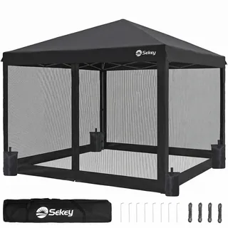 Sekey Faltpavillon 3 x 3 m inkl. 4 Seitenteile Schwarz