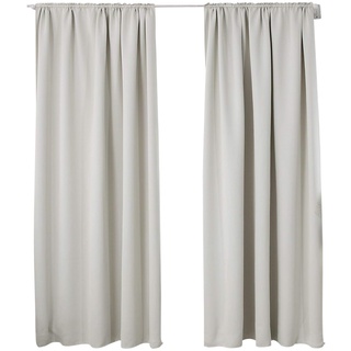 WOLTU 2er Set Gardinen Vorhang Blickdicht Kräuselband für Schiene, 250 g/m2 Schwere Verdunklungsvorhänge Thermovorhang kälteschutz lichtdicht für Wohnzimmer Kinderzimmer, 135x245 cm Creme