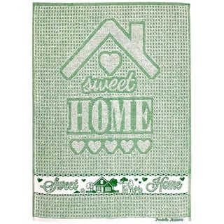 Geschirrtuch Home Sweet Home 50 x 70 cm, Küchenhandtuch aus Frottee, 100 % Baumwolle, hergestellt in Italien (grün)