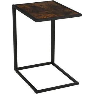 Homcom Beistelltisch in C-Form mit Metallgestell Rustikal-Braun 40,6 x 50,8 x 64,2 cm