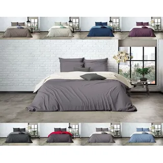 MISTRAL HOME Uni Einfarbig Wende Bettwäsche Edel Perkal 100% Ägyptische Baumwolle, Maße:155 cm x 220 cm, Farbe:Pristine-Dark Grey