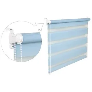 DOPPELROLLO DUOROLLO 70 CM BREIT 150 CM LANG Hellblau INKL. SEILZUG FENSTERROLLO KLEMMROLLO JALOUSIE