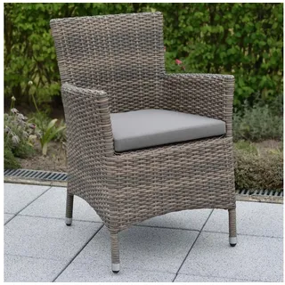 MERXX Gartensessel Teneriffa (Set, 2-St), 2er Set, Polyrattan, inkl. Sitzkissen beige|grau