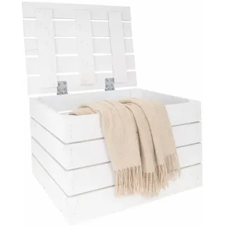 Kistenkolli Altes Land Allzweckkiste Holztruhe weiss mit Deckel 48 x 36 x 30cm (Spar-Set, 1er Set) braun