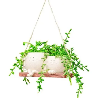 Famanu Hängende Blumentopf mit schaukelndem Gesicht - Braun - Braun