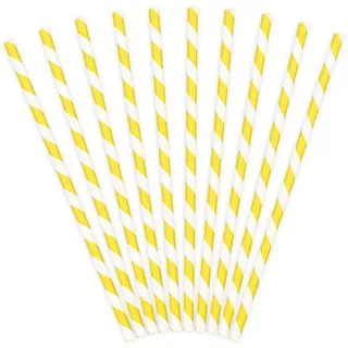 Partydeco Papierstrohhalme 19,5 cm 10 St. Gelb/Weiß gestreift