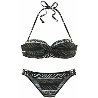 Bruno Banani Bügel-Bandeau-Bikini Damen Grün/Mehrfarbig 34 Cup C